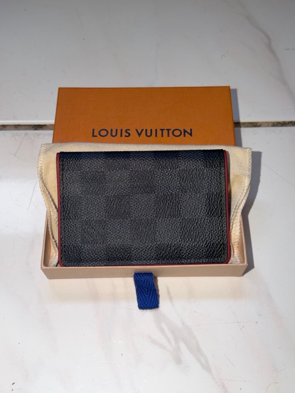SOLD Authentic Louis Vuitton Damier Graphite Pocket Organizer Bordeaux Interior